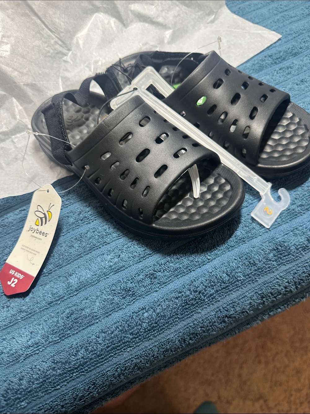 Joybees Black Slide Sandals - Kids Sz 2 NWT